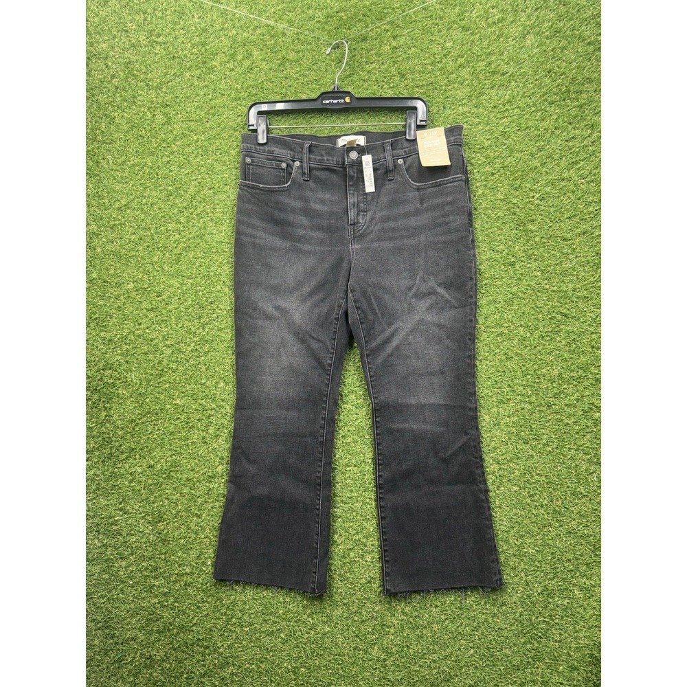 Madewell Jeans Womens 31 P Petite Mid Rise Wide Leg Kick Out Crop Black NWT